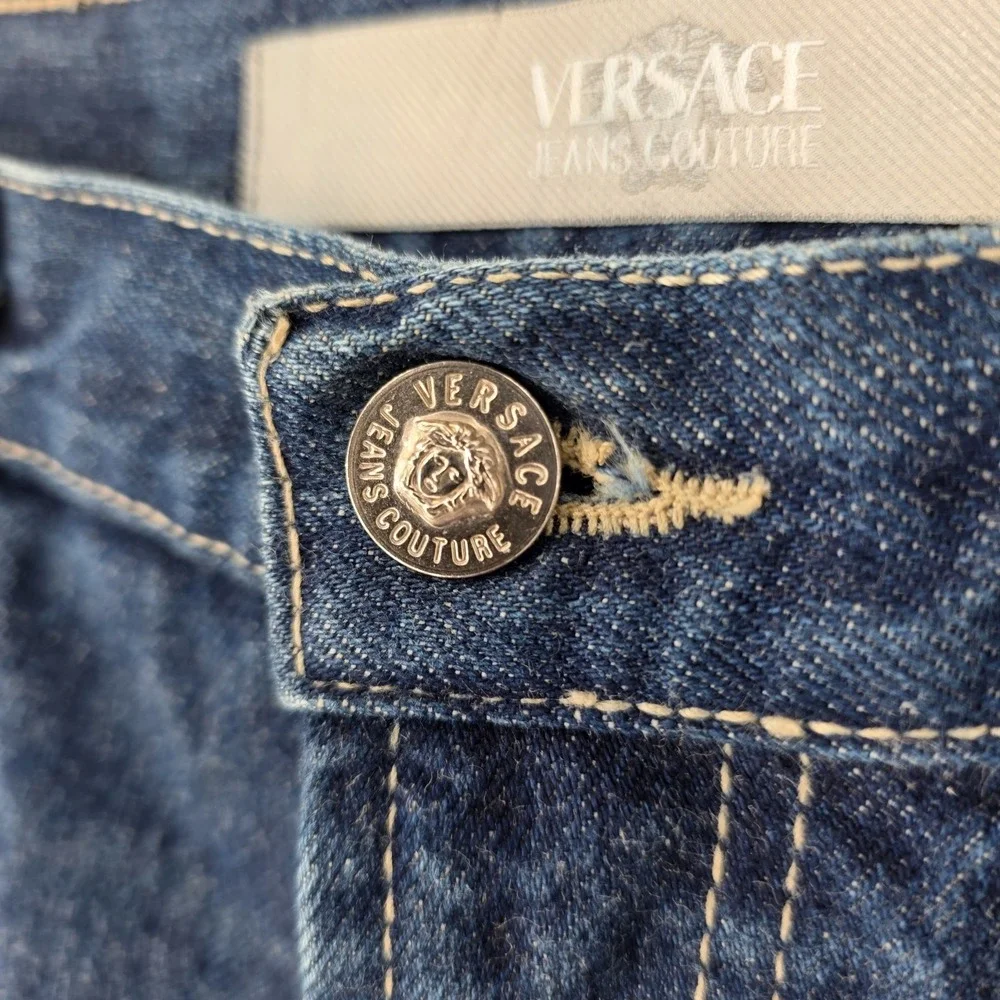 Versace Jeans Couture Denim Jeans Women 10 EU36 Dark Blue High Rise Straight Leg